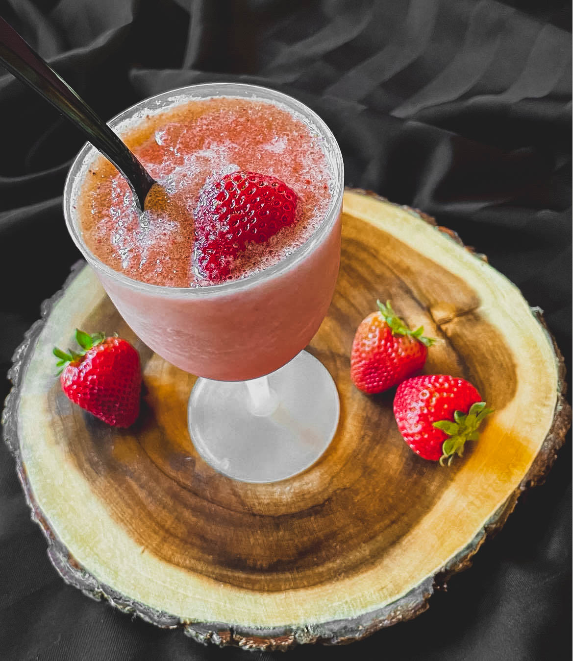 Maple Strawberry Slushie using Wabanaki Maple Bourbon Barrel Aged Maple Syrup