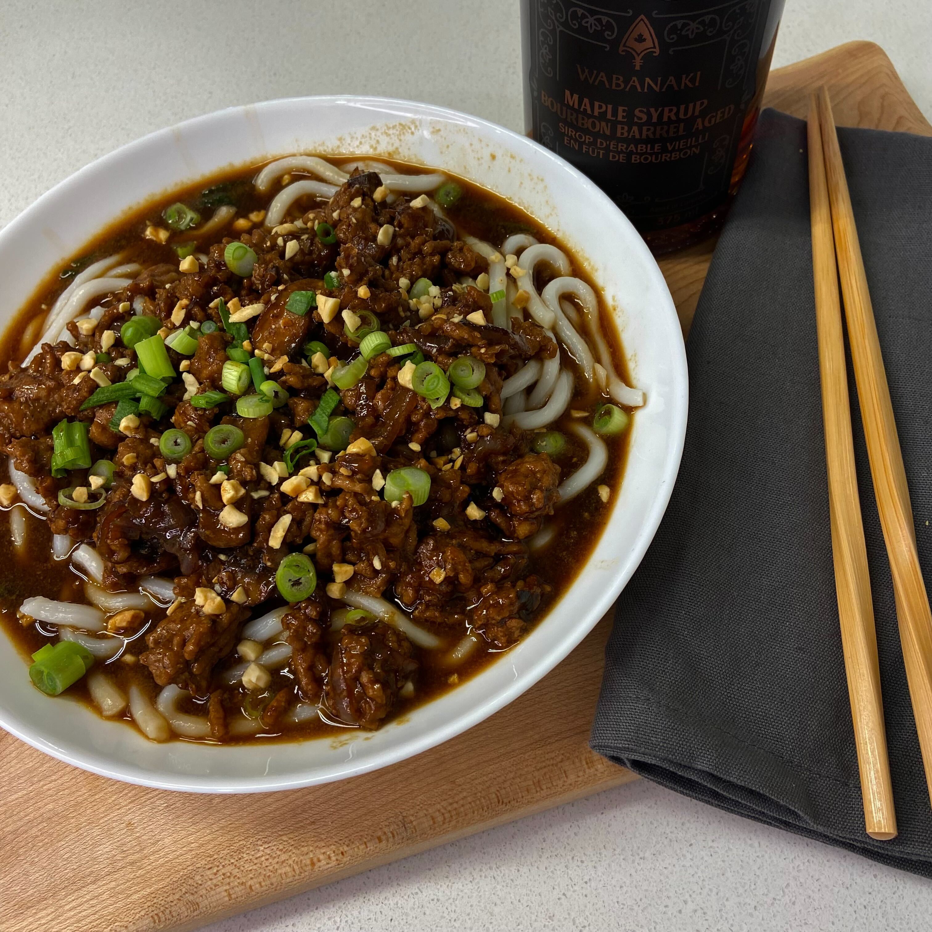 Dan Dan Noodles with Wabanaki Maple Syrup