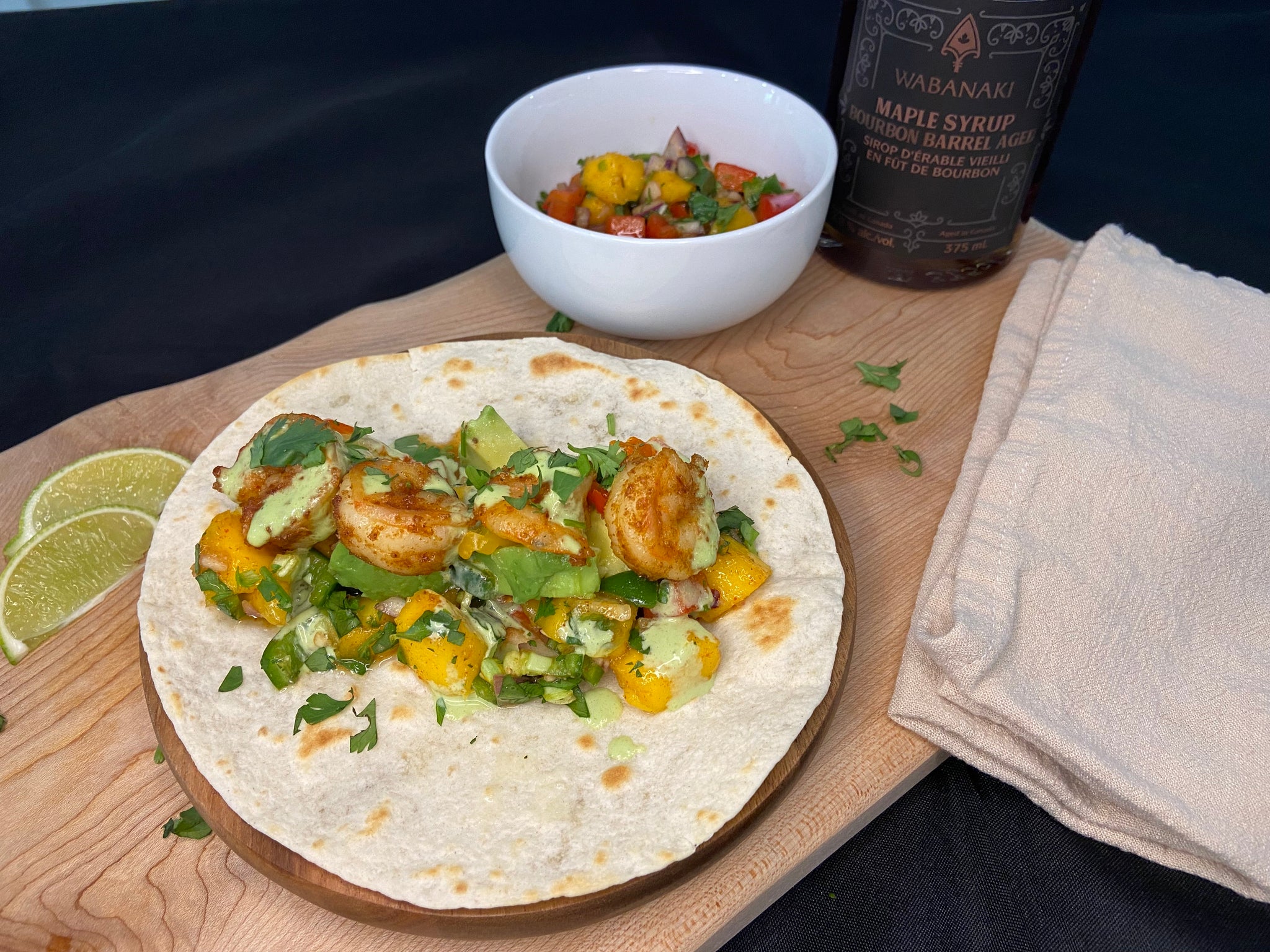 Shrimp Tacos with a Maple Mango Salsa