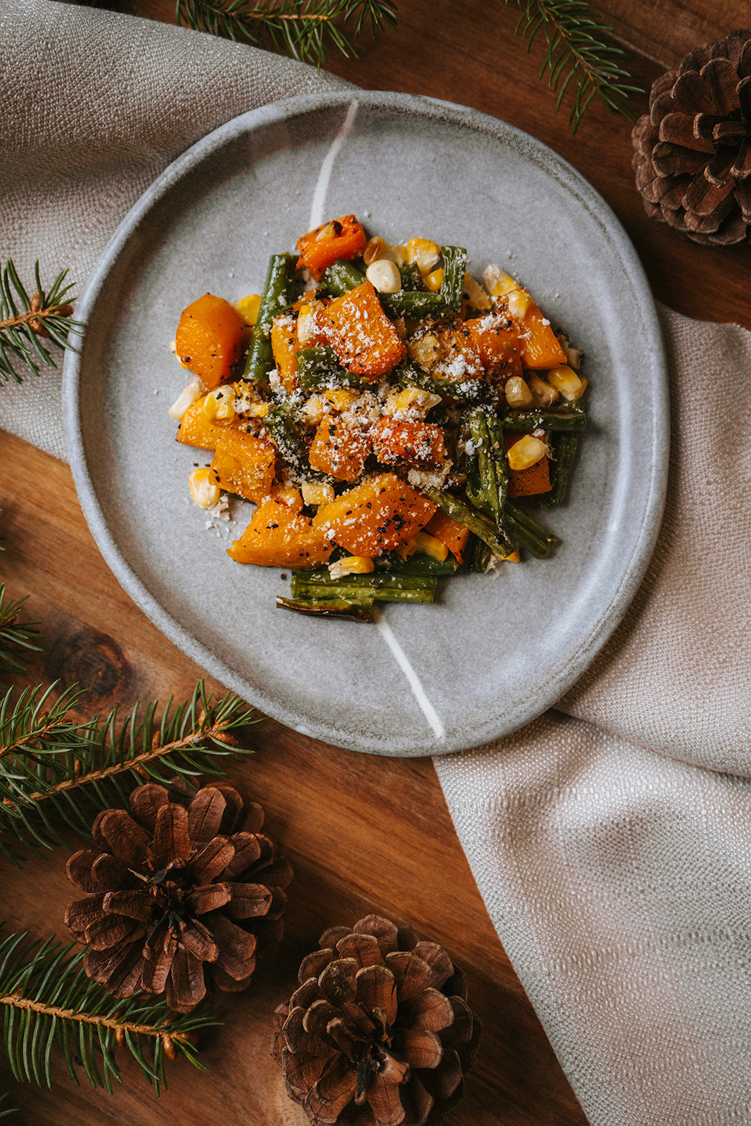 Over Roasted Three Sisters Vegetables using Wabanaki Maple Syrup
