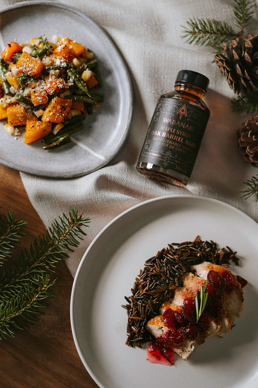 Wabanaki Maple Toasted Oak Maple Syrup pictured with partridge recipe