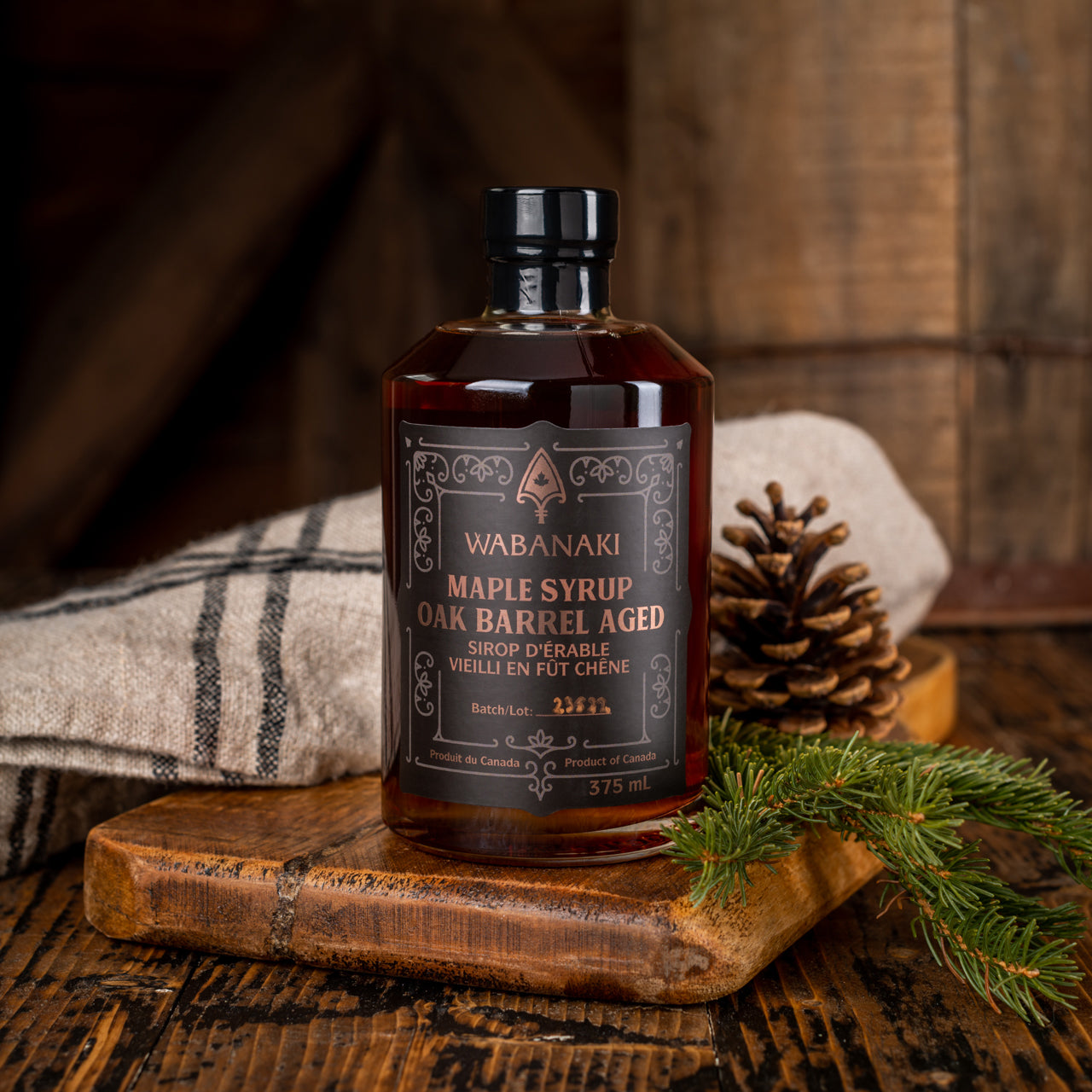 Wabanaki Maple Syrup, Barrel aged in an Oak Barrel. 100% Indigenous, Female owned company