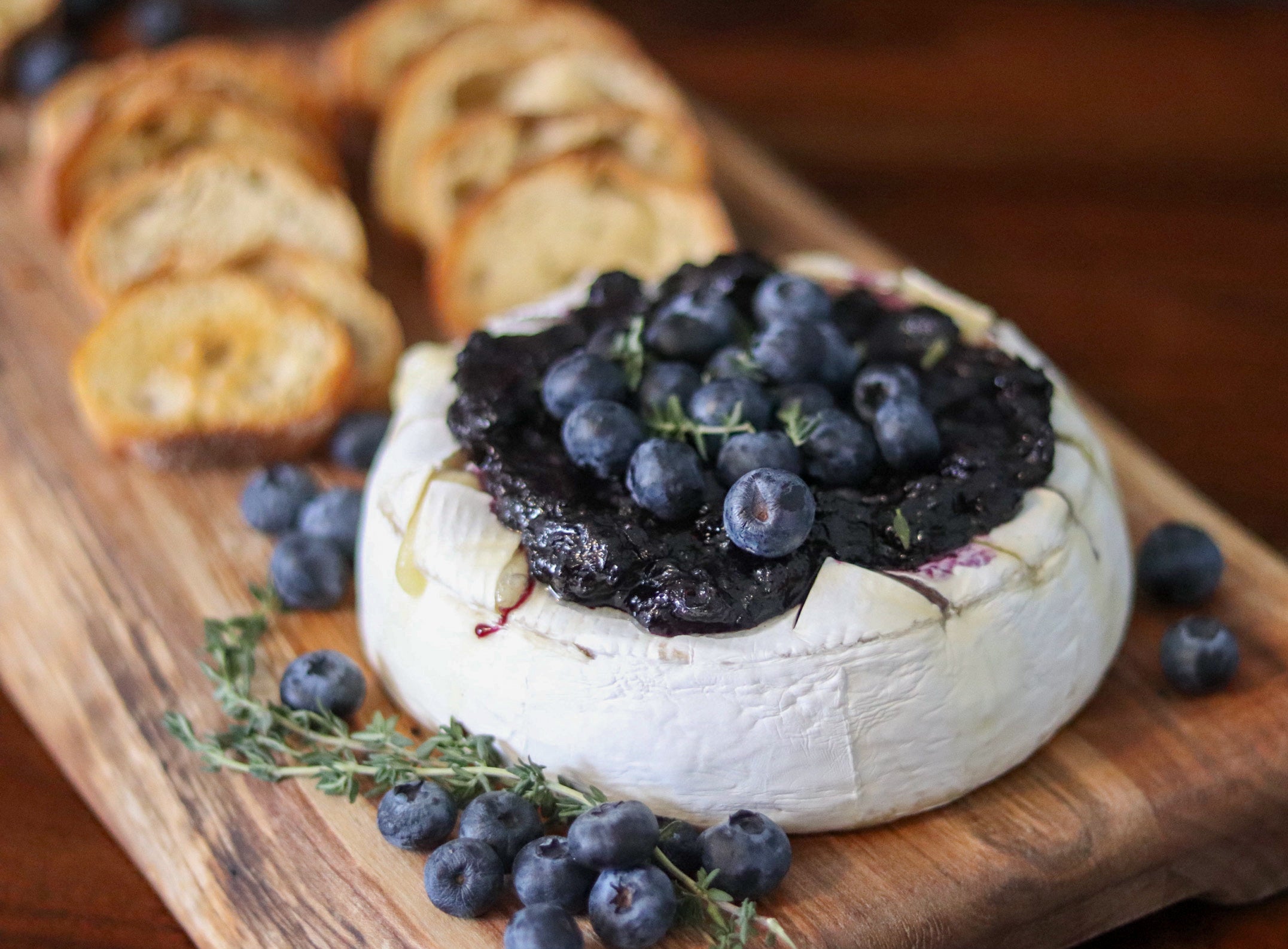 Baked Brie with Blueberry Maple Jam