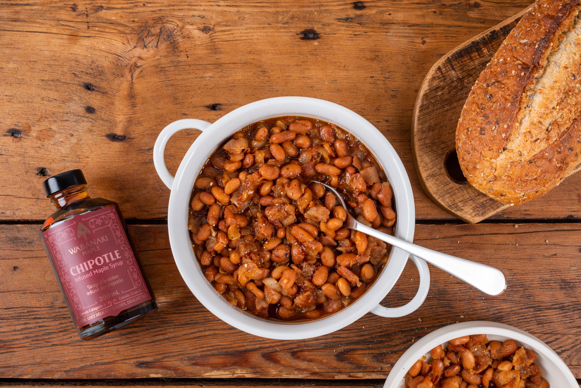Chipotle Infused Maple Syrup Stovetop Baked Beans