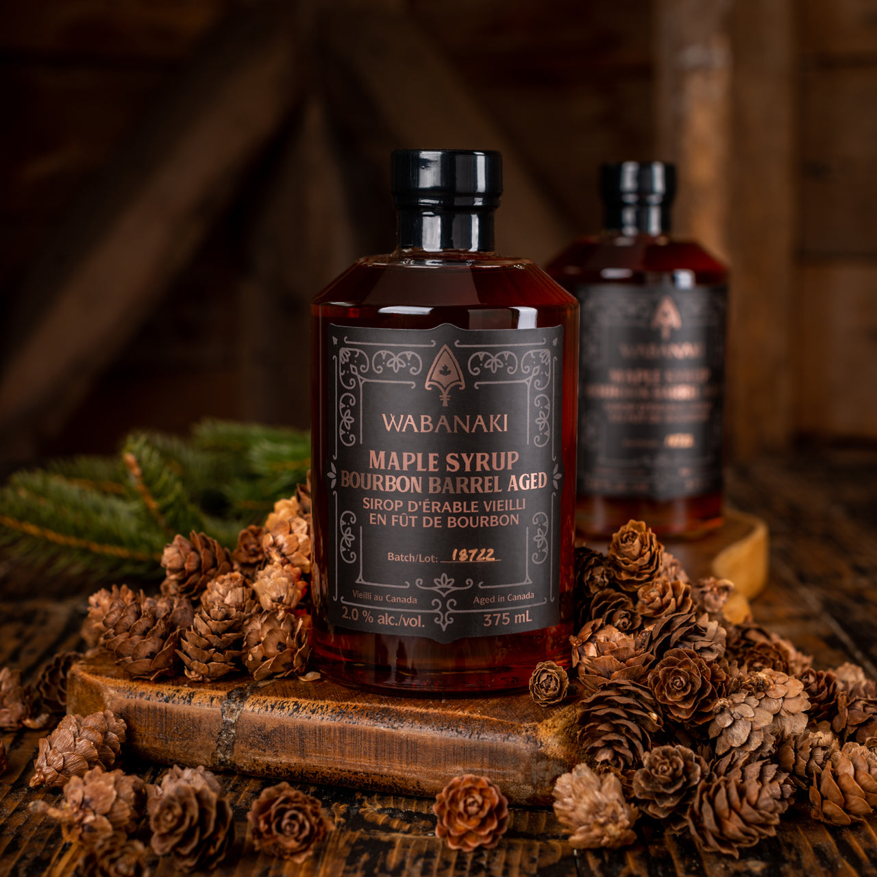 Wabanaki Maple Syrup, barrel aged in a Bourbon barrel. 100% Indigenous, Female owned company